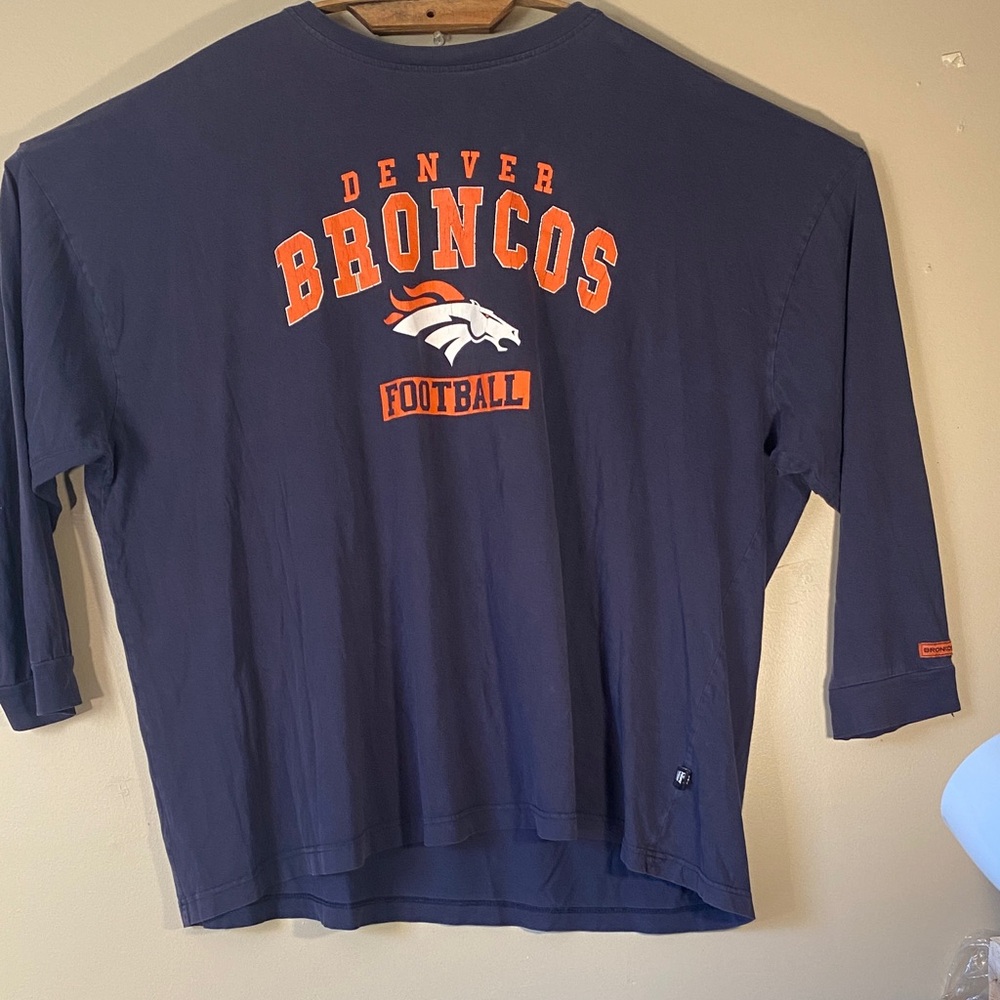 NFL Denver Broncos Navy Long Sleeve Shirt Tee Men’s 5XL Big & Tall Football